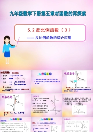 九年级数学下册 52 反比例函数(第3课时)课件 (新版)青岛版 课件