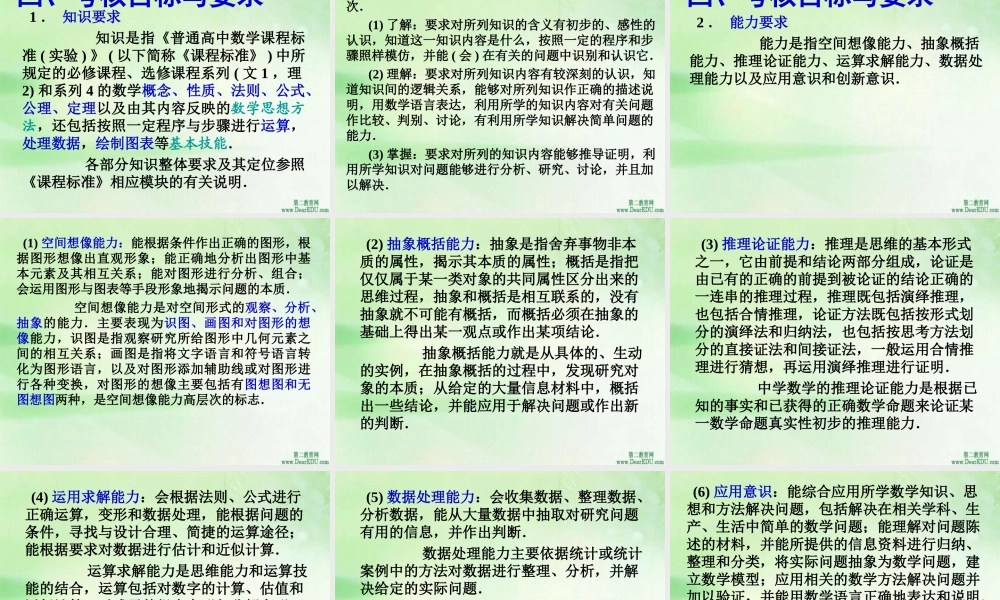 新课程高考数学大纲讲说 新课标 人教版 试题