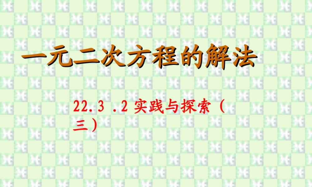 九年级数学一元二次方程的解法实际与探索三 华东师大版 课件