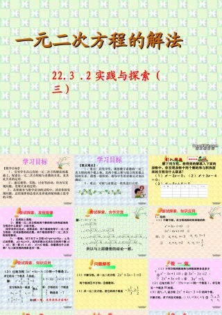 九年级数学一元二次方程的解法实际与探索三 华东师大版 课件