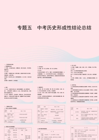 中考历史 专题五 中考历史形成性结论总结复习课件 北师大版 课件