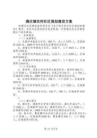 满庄镇农村社区规划建设方案
