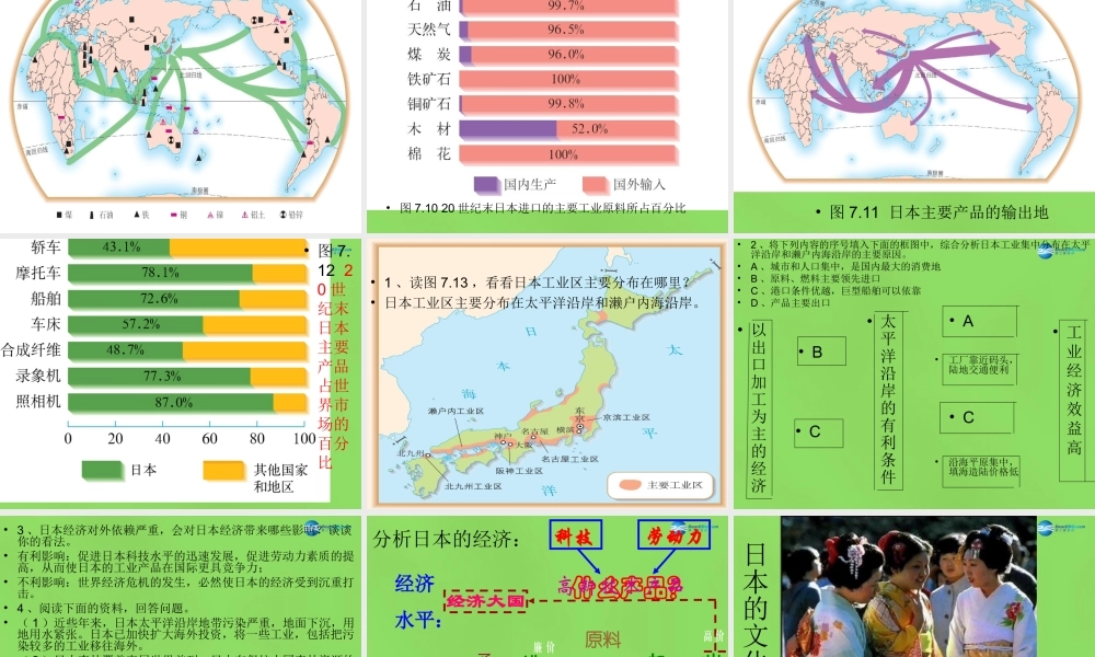 中学七年级地理下册(7.1 日本)课件 (新版)新人教版 课件
