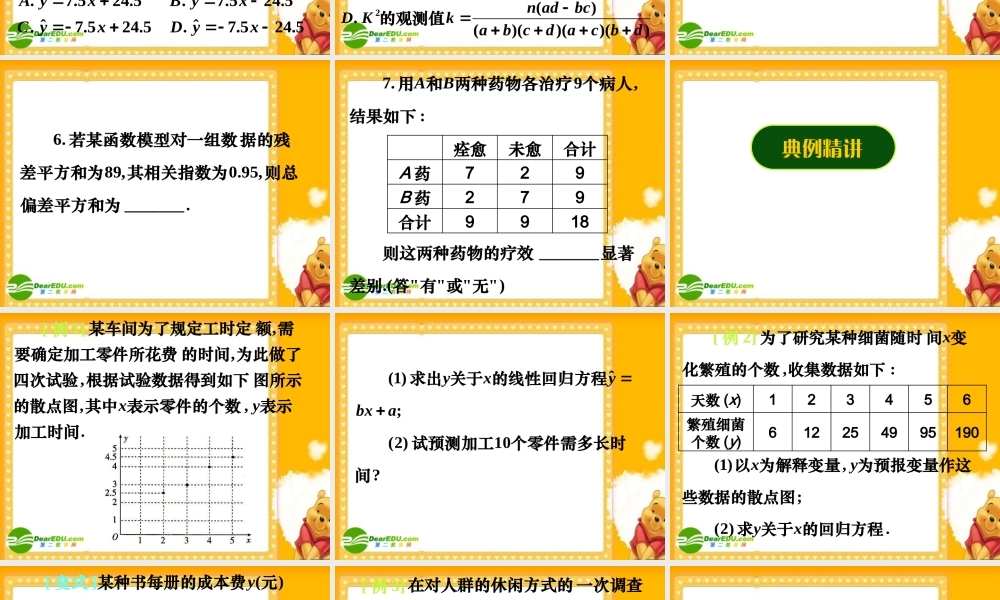 新课标高三数学高考二轮复习：(变量的相关性,回归分析,独立性检验)(课件) 课件