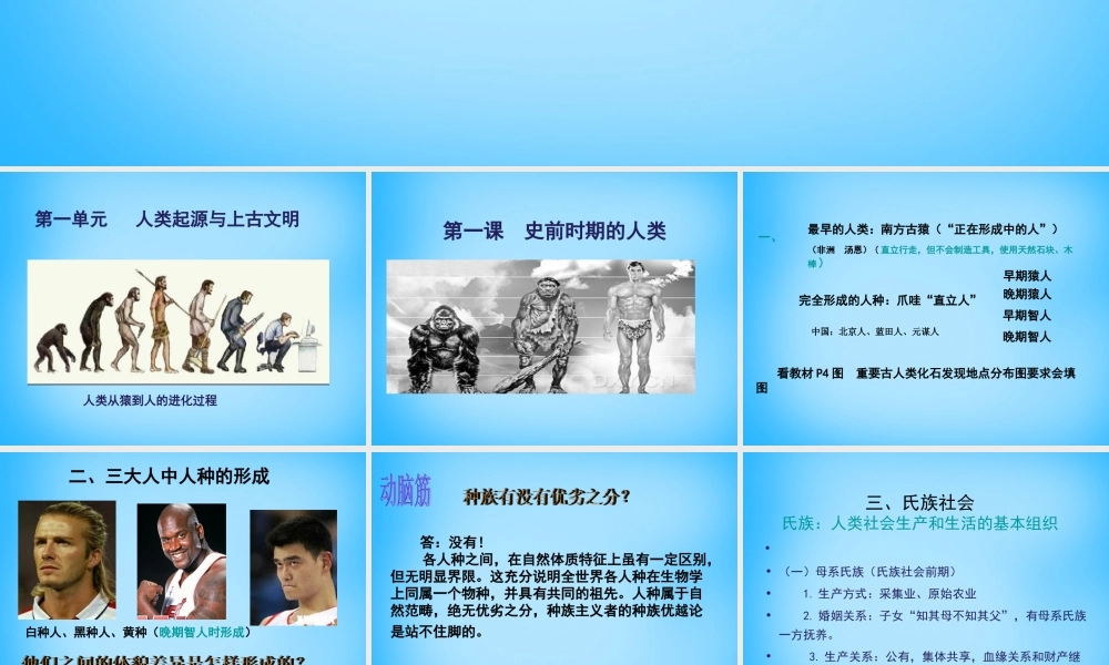 中考历史第一轮考点冲刺复习 九上 第一单元 人类文明的开端课件 新人教版 课件