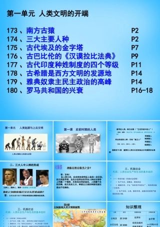 中考历史第一轮考点冲刺复习 九上 第一单元 人类文明的开端课件 新人教版 课件