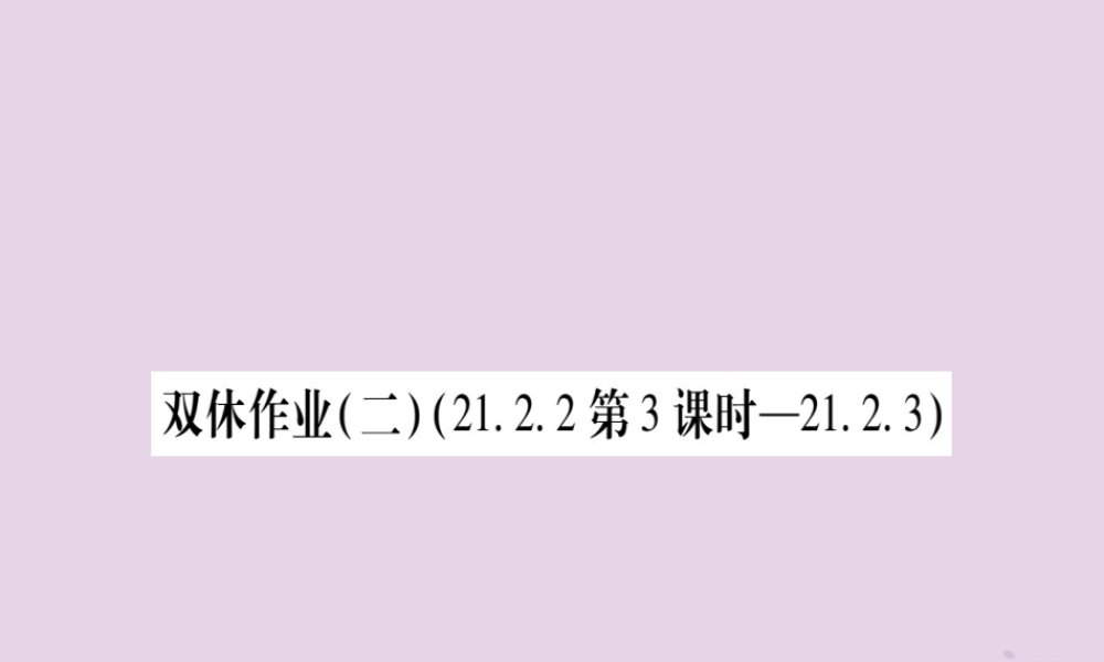 九年级数学上册 双休作业(2)作业课件 (新版)沪科版 课件