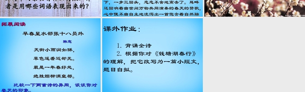 九年级语文下册 625(诗词六首)钱塘湖春行课件2 语文版 课件