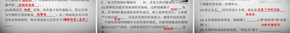 九年级科学下册 第3章 人的健康单元清课件 浙教版 课件