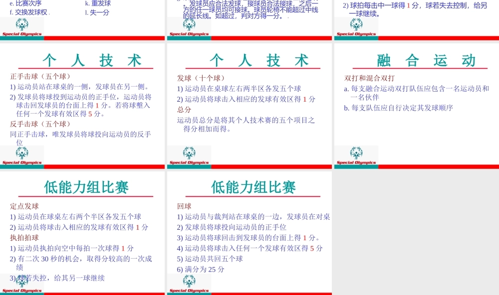 特奥乒乓球教学