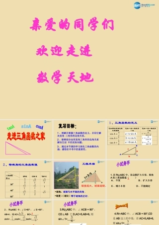 九年级数学下册 三角函数课件 新人教版 课件