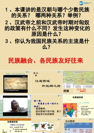 中考历史(汉通西域和丝绸之路)复习课件2 课件