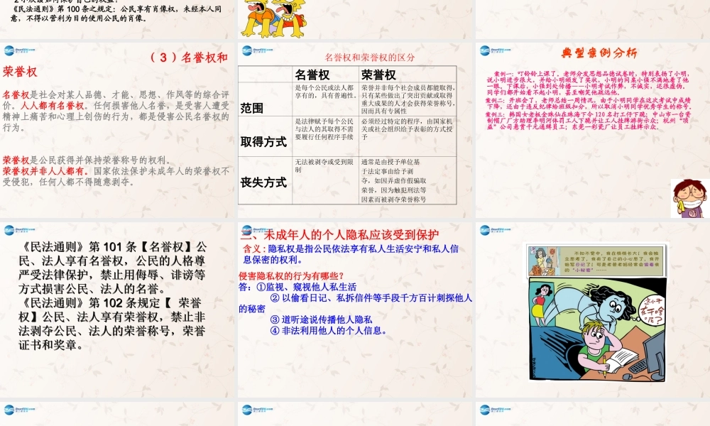 八年级政治上册 第八课 第二框 法律保护我们的人格尊严课件 鲁教版 课件