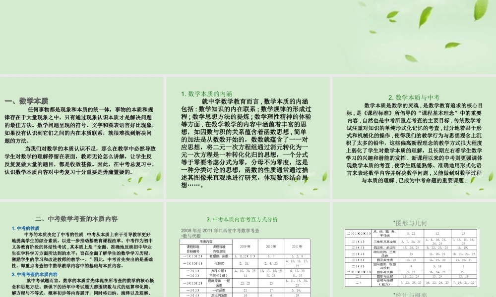 中考数学 洗涤铅华 关注本质复习课件 北师大版 课件