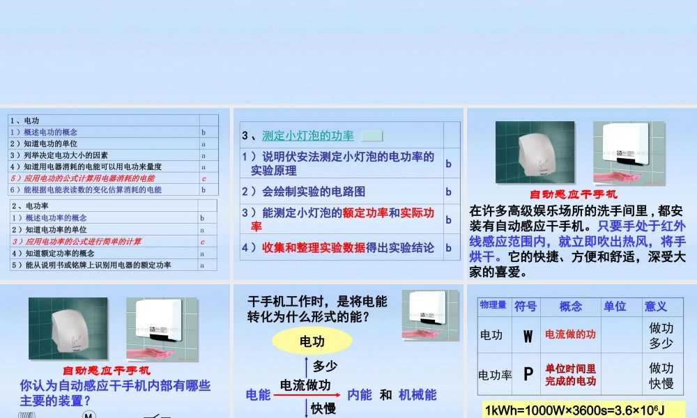 九年级科学 电功和电功率复习课件 浙教版 课件