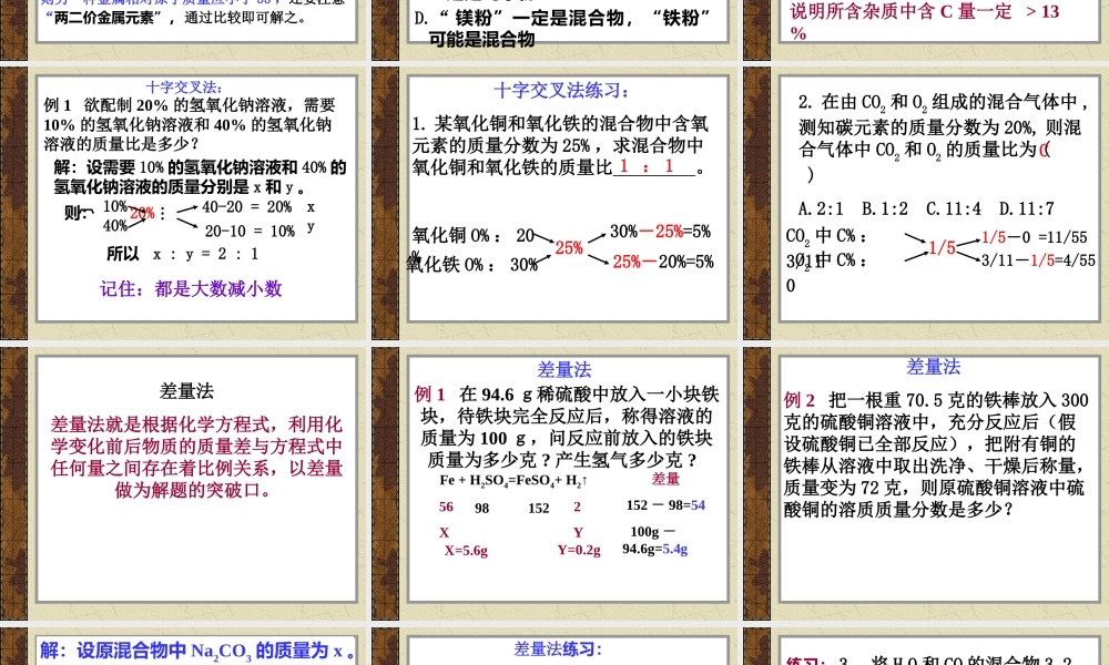中考化学计算方法指导及题型分析课件