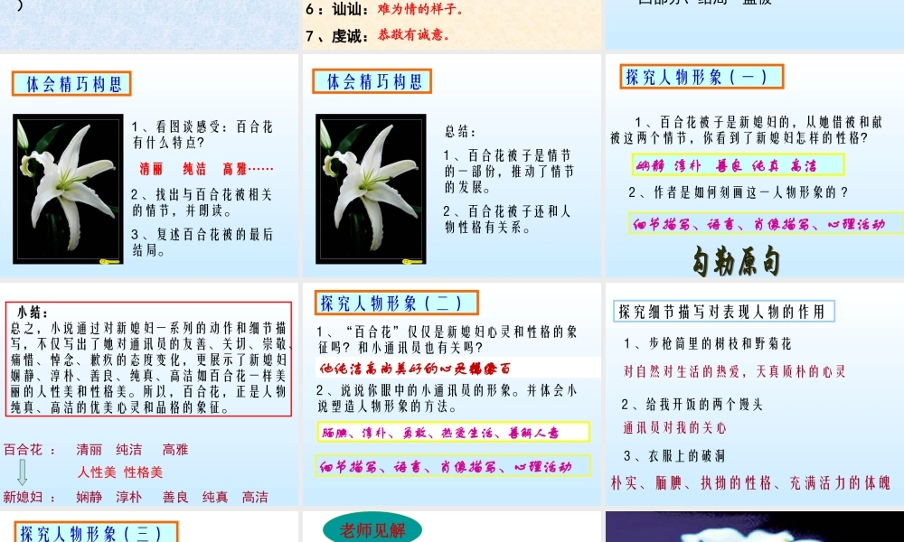 八年级语文下(百合花开)课件4河大版 课件