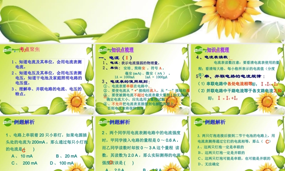 九年级物理中考电流和电压课件