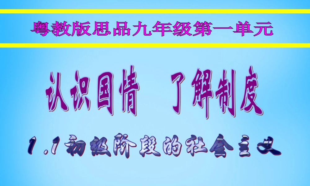 九年级政治全册(11 初级阶段的社会主义)课件 (新版)粤教版 课件