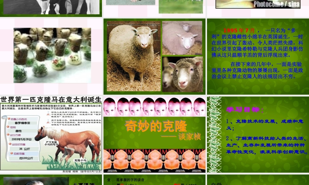 八年级语文上册 28 奇妙的克隆课件 苏教版 课件