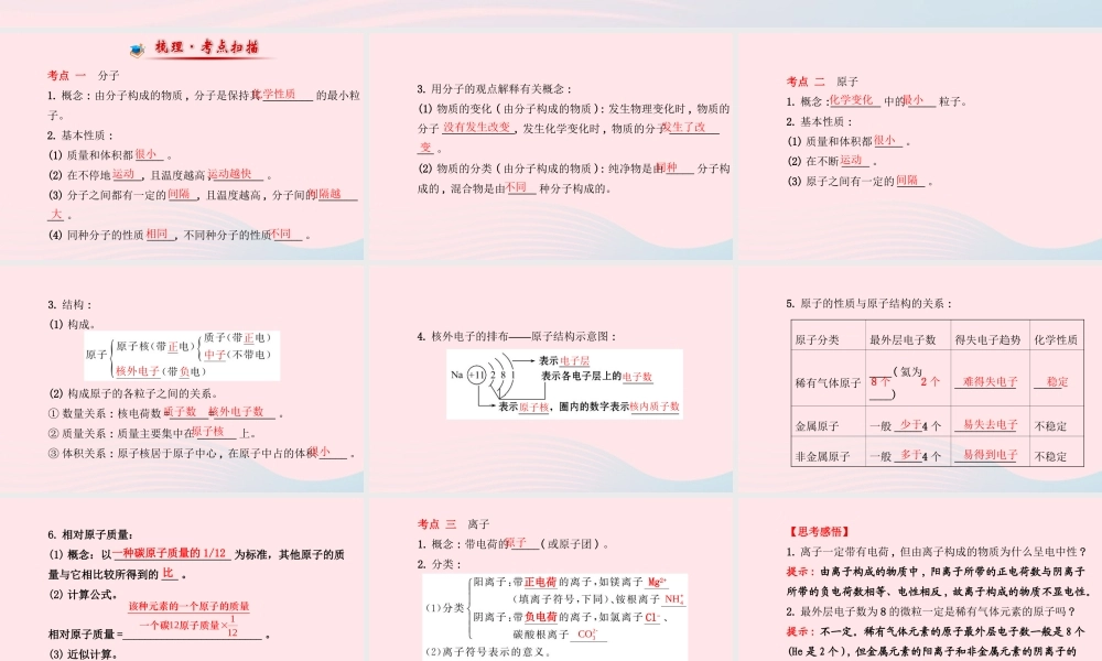 中考化学全程复习 第三单元 物质构成的奥秘课件 新人教版 课件