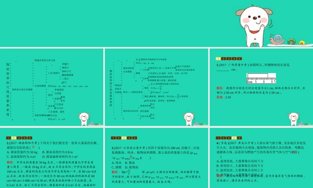 八年级物理上册 第二章 物质世界的尺度、质量和密度本章整合课件 (新版)北师大版 课件