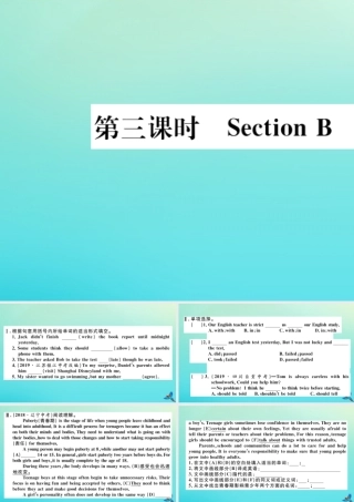 九年级英语全册 Unit 7 Teenagers should be allowed to choose their own clothes(第3课时)习题课件 (新版)人教新目标版 课件
