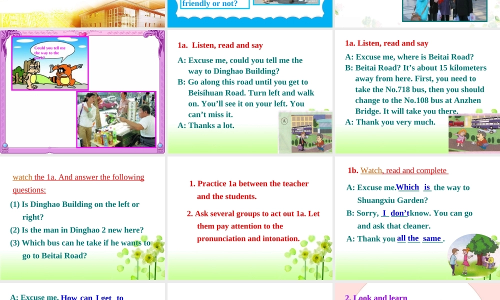 七年级英语下册：Unit 6 Topic 3 How can I get to the bookstore Section B课件仁爱版 课件