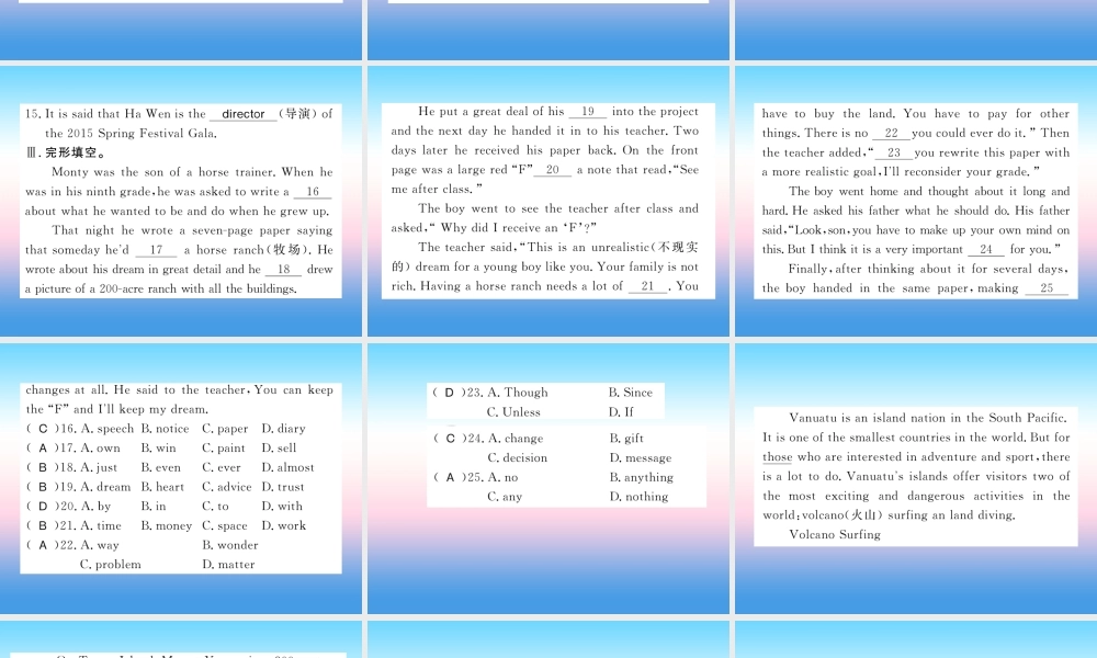 九年级英语上册 Unit 6 Movies and Theater Review习题课件 (新版)冀教版 课件