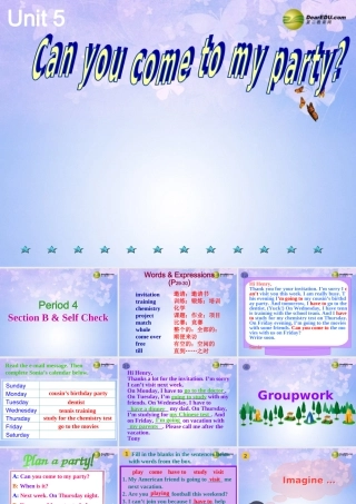 八年级英语上册(Unit 5 Can you come to my party Section A-P4)课件 人教新目标版 课件