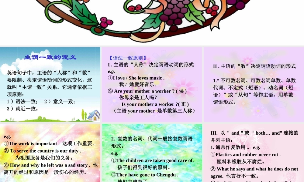 人教版高一英语下册Unit17 主谓一致powerpoint课件