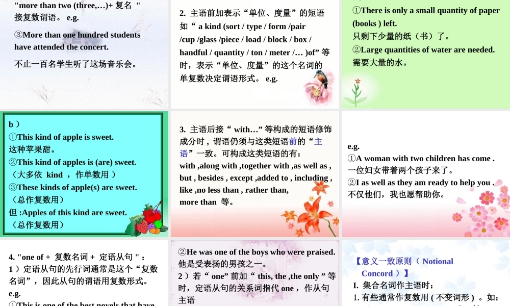 人教版高一英语下册Unit17 主谓一致powerpoint课件