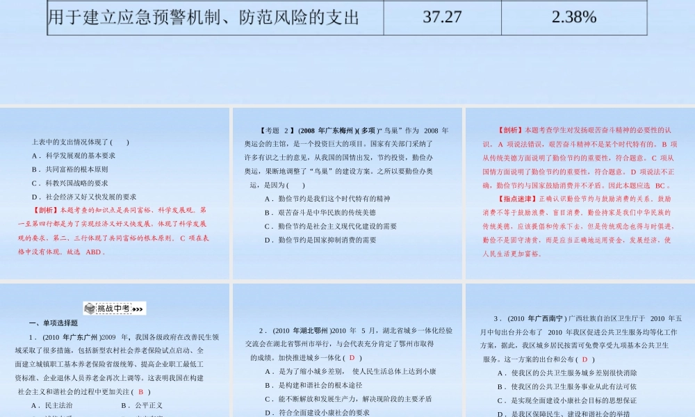 九年级政治 第四单元第九课(实现我们的共同理想)中考链接课件 人教新课标版 课件