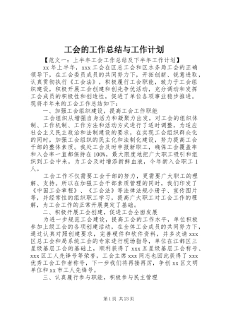 工会的工作总结与工作计划