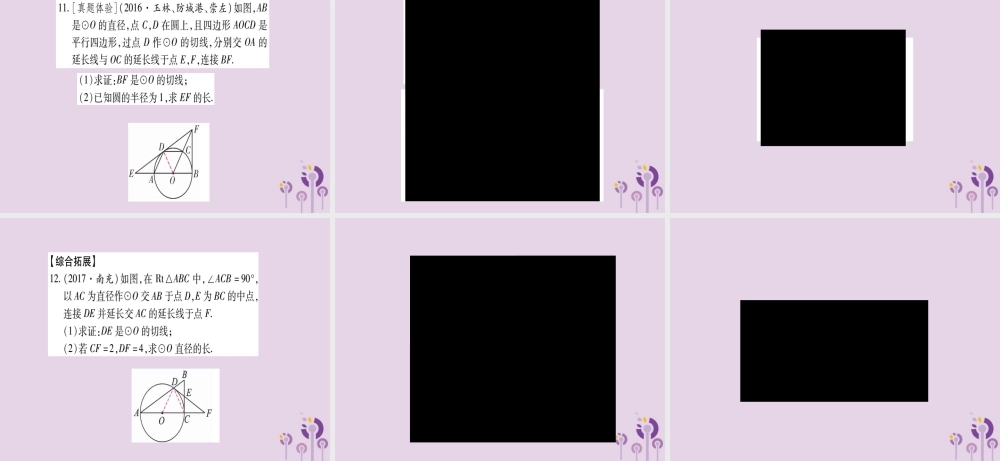 九年级数学下册 第2章 圆 25 直线与圆的位置关系 252 第1课时 作业课件 (新版)湘教版 课件