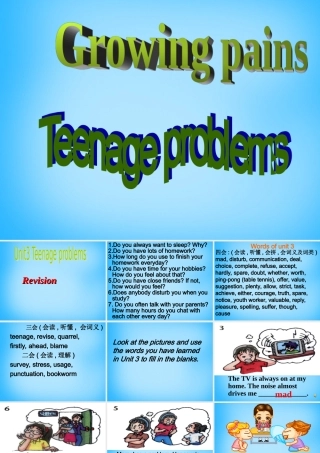 九年级英语上册(Unit 3 Teenage problems REVISION)课件 (新版)牛津版 课件