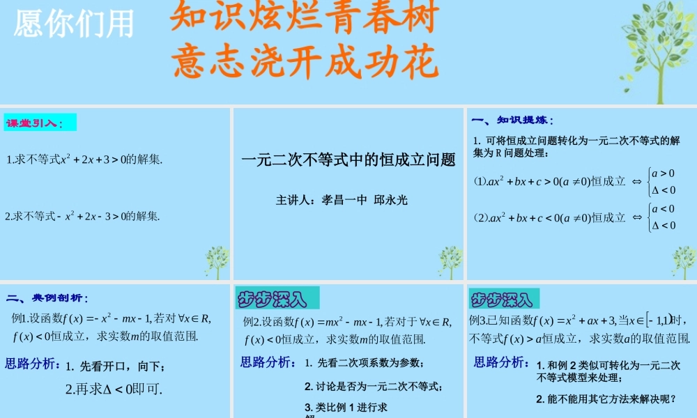 山西省忻州市高考数学 专题 恒成立问题复习课件