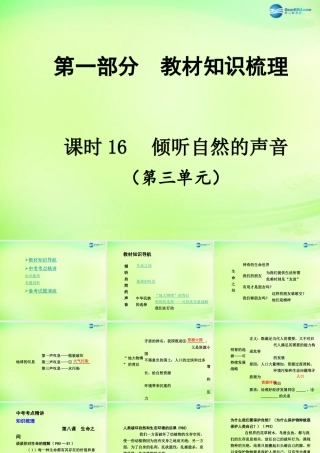 中考政治总复习 知识梳理精讲 七上 第三单元 倾听自然的声音课件 人民版 课件