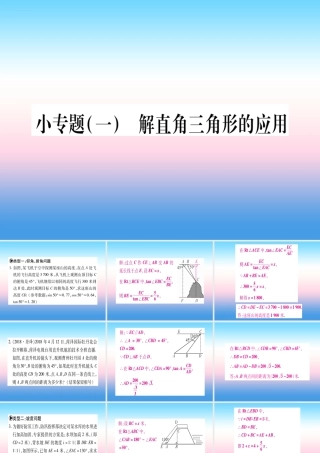 九年级数学下册 小专题(一)解直角三角形的应用课堂导练课件(含中考真题)(新版)北师大版 课件