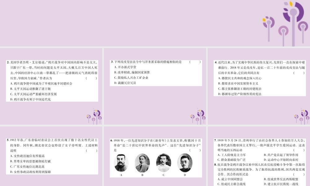 初中毕业学业水平考试模拟演练卷(1)中国近代史课件