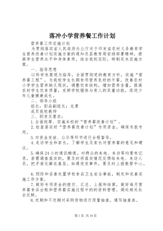 落冲小学营养餐工作计划