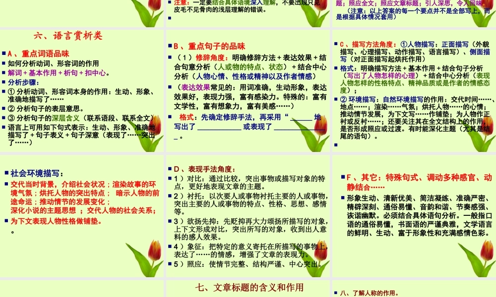 初中语文 文学作品解题指导课件