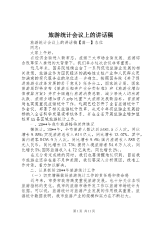 旅游统计会议上的讲话稿