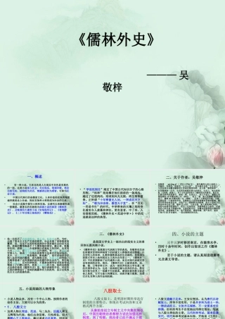 云南省德宏州梁河县一中高二语文(儒林外使)课件 人教版 课件