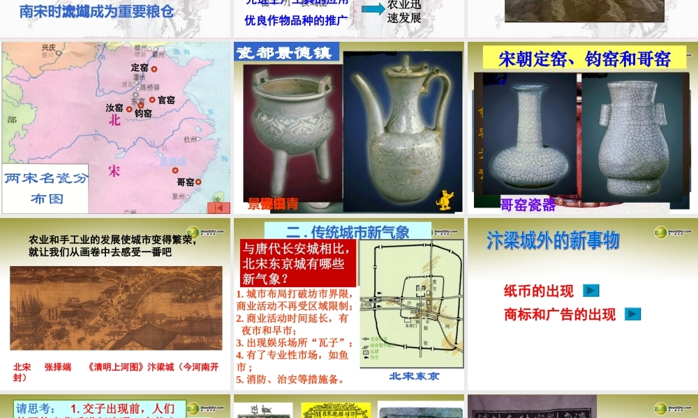 八年级历史与社会上册 第四单元第三课第二框传统城市的新气象课件 人教版 课件
