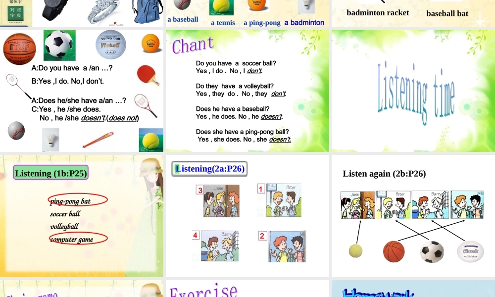 中学七年级英语(Unit5 Do you have a soccer ball)课件