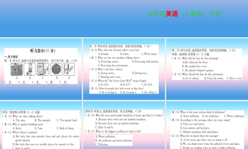 九年级英语全册 Unit 13 We re trying to save the earth综合测评卷习题课件 (新版)人教新目标版 课件