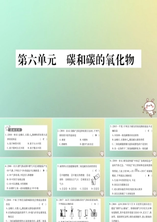 中考化学准点备考复习 第一部分 教材系统复习 第6讲 碳和碳的氧化物复习作业课件 新人教版 课件