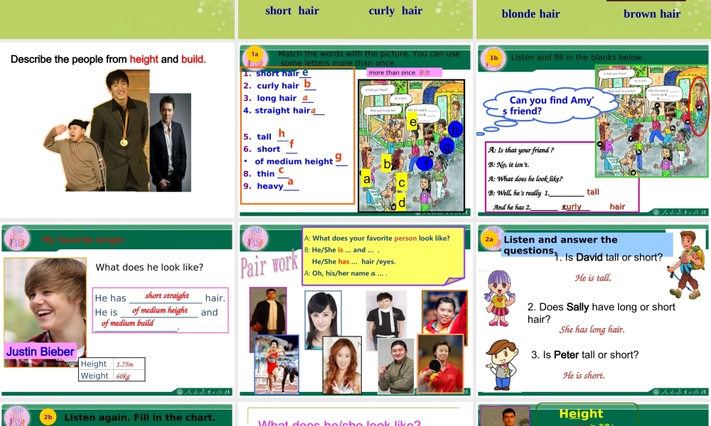 2013年新目标七年级英语下册Unit9_What_does_he_look_like_Section_A