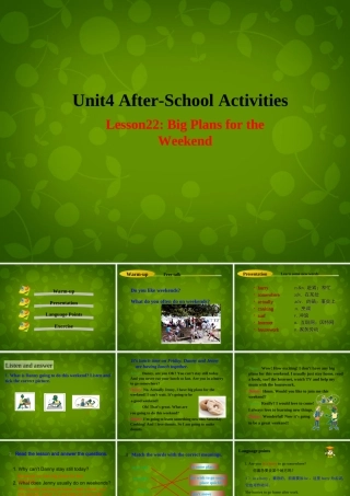 七年级英语下册 Unit 4 After School Activities Lesson 22 Big Plans for the Weekend课件 (新版)冀教版 课件